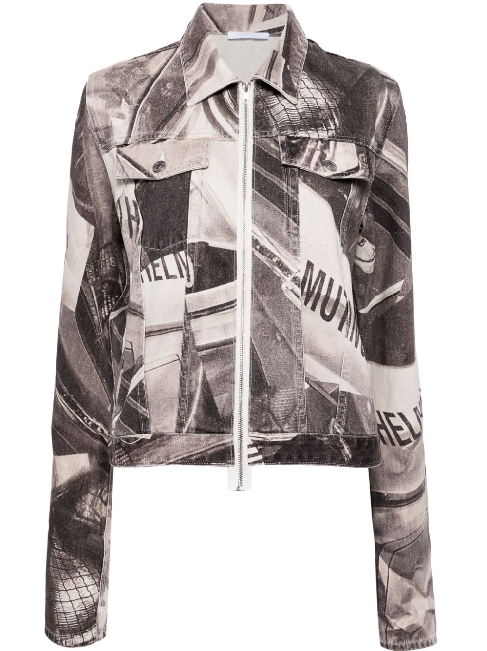 Helmut Lang graphic-print zip-up jacket - Schwarz von Helmut Lang