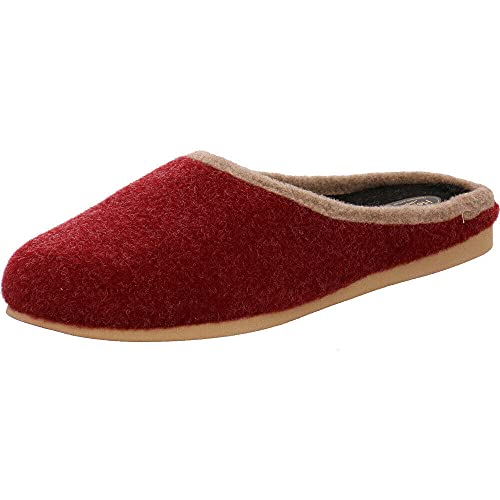 Helmut Trunte Damen Filz Hausschuh Pantoffeln in Rot mit Poro Sohle - Qualität aus dem Erzgebirge. rot Gr. 36 von Helmut Trunte