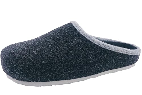 Helmut Trunte Hausschuhe Filzclogs Walkpantoffel Unisex mit Fußbett gemütlich warm, Anthrazit, 44 EU von Helmut Trunte