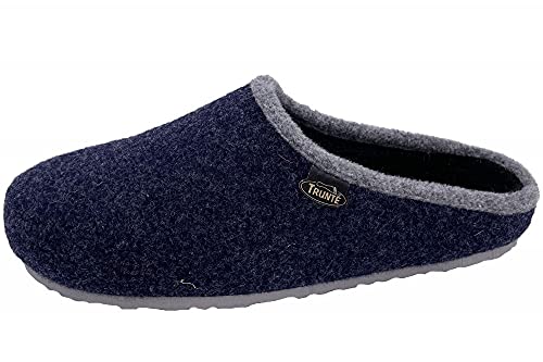 Helmut Trunte Hausschuhe Filzclogs Walkpantoffel Unisex mit Fußbett gemütlich warm, Blau, 41 EU von Helmut Trunte