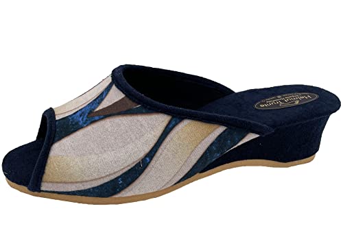 Helmut Trunte Hausschuhe Pantolette mit Fußbett Peeptoe (Marine, Numeric_40) von Helmut Trunte