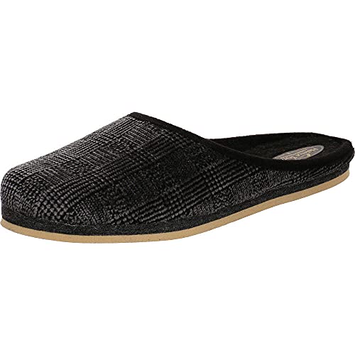 Helmut Trunte Herren Hausschuh Pantoffel aus Filz in Schwarz und Grau - Qualität aus dem Erzgebirge. schwarz grau Gr. 40 von Helmut Trunte