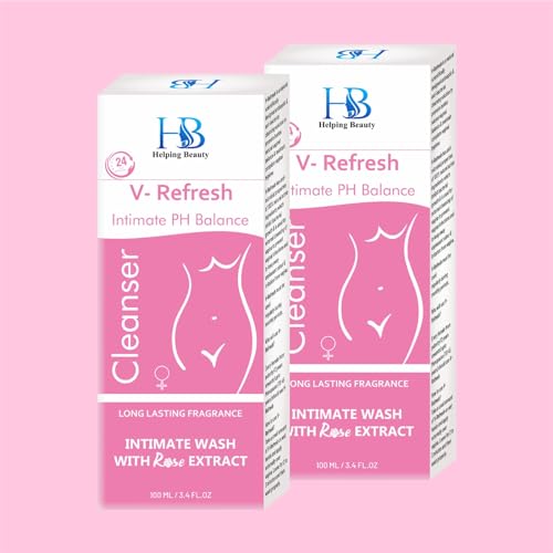 HB V-Refresh Intimwaschmittel, natürliche Intimwäsche für Frauen mit Rosengeschmack, für alle Hauttypen geeignet (2er Pack) 100 ml Eack von Helping Beauty