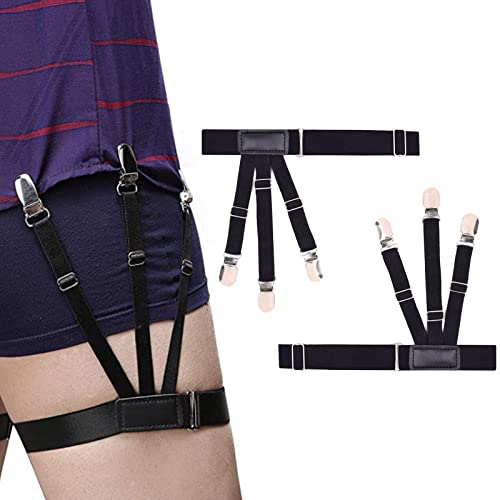 Elastic Shirt Holder, Shirt Holder for Men, Shirt Holder, Adjustable Elastic Shirt Holder with Non-Slip Clamps unisex elastic and non slip ideal for business people or workplace professionals -1 pair von Helweet