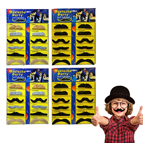 Falscher Bart, Falscher Schnurrbart, Bart Selbstklebend, Selbstklebender Schnurrbart, Verschiedene Form Schnurrbärte, Selbstklebender Kunstbart für Maskeraden und Halloween Partys, 48 Stück Falscher Bart, Falscher Schnurrbart, Bart Selbstklebend, Selbstklebender Schnurrbart, Verschiedene Form Schnurrbärte, Selbstklebender Kunstbart für Maskeraden und Halloween Partys, 48 Stück von Helweet