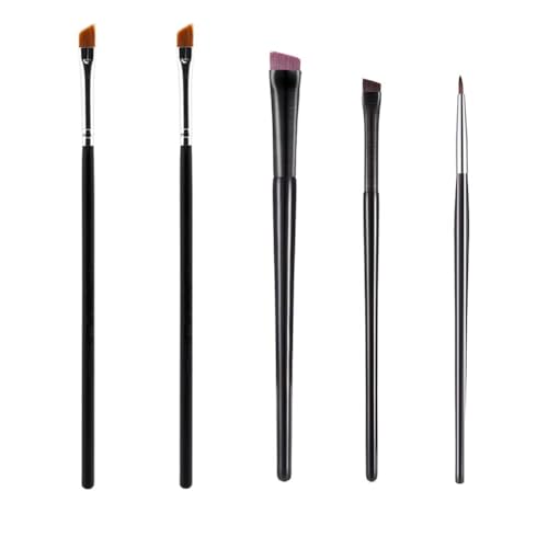 Schräger Eyeliner Pinsel, Augenpinsel Pinselset, Abgewinkelter Lidstrich Pinsel, Augenbrauen Pinselset, Abgewinkelter Eyeliner-Augenbrauenpinsel, Augen-Make-up 5 PCS von Helweet