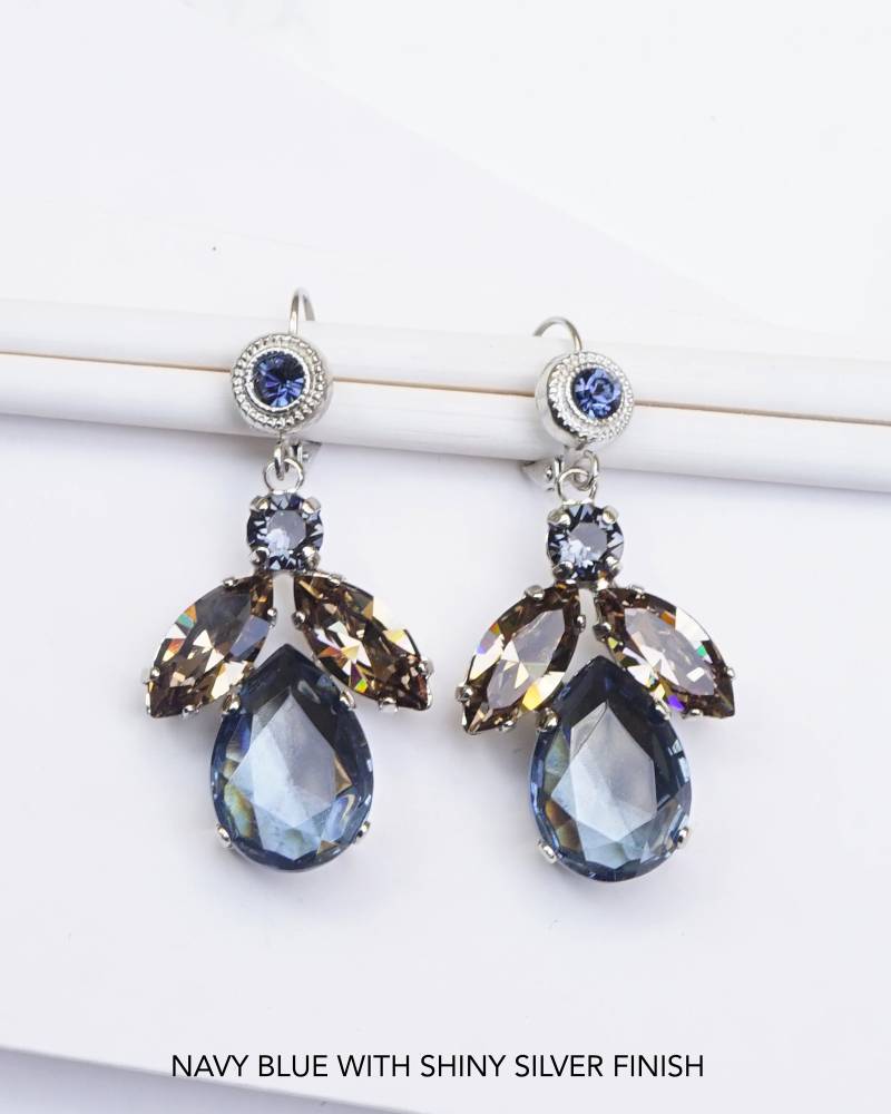 Blaue Stein Ohrringe, Kristall Baumeln Brautjungfer Ohrringe Geschenk, Blauer Braut Blaue Kronleuchter Für Frauen von HelyDesigns