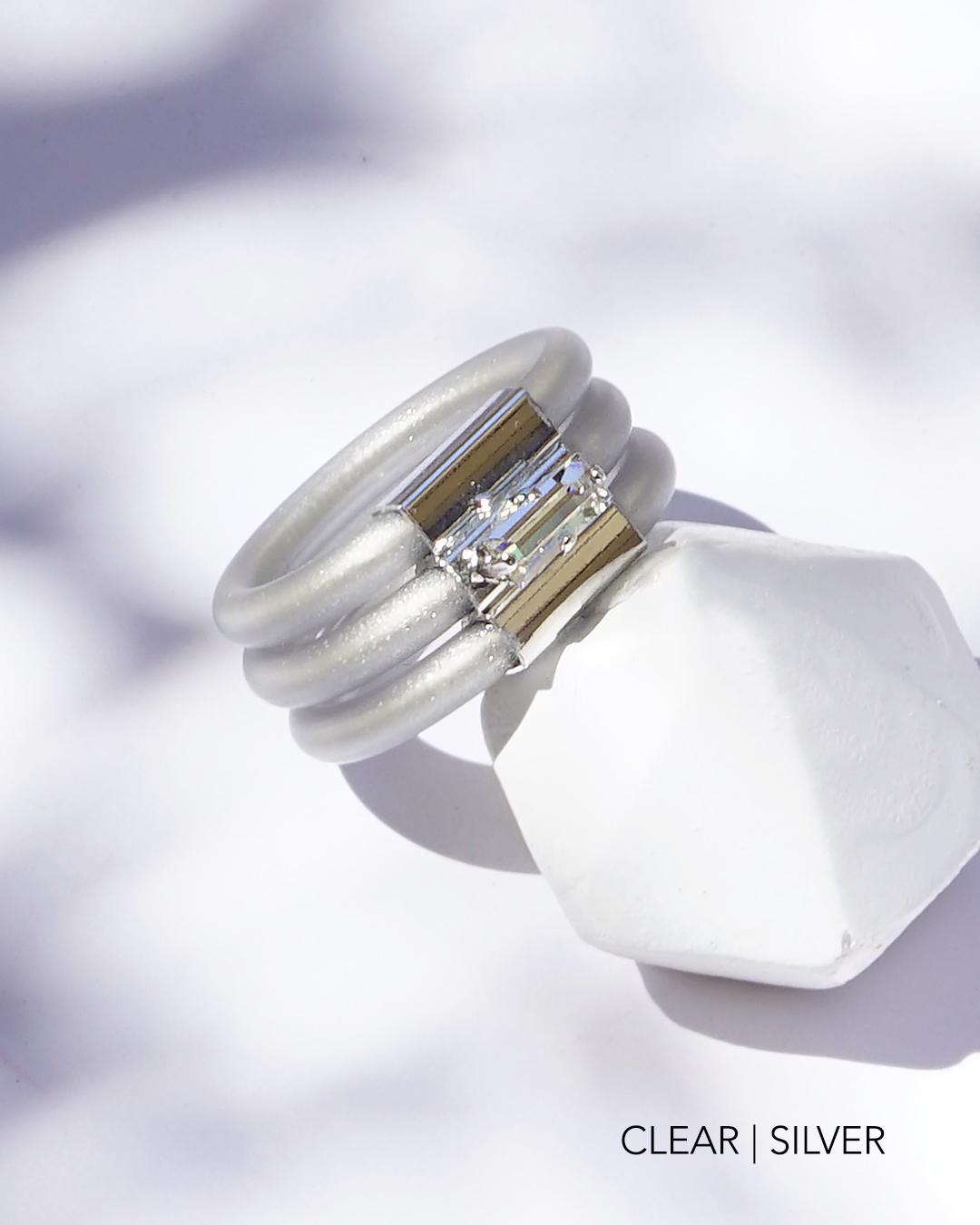 Fitness Gummiring, Silber Gummiring Band, Silikonringe, Silikonstein Ring, Frauen, Breiter Silikonring, Solitärring, Cocktailring von HelyDesigns