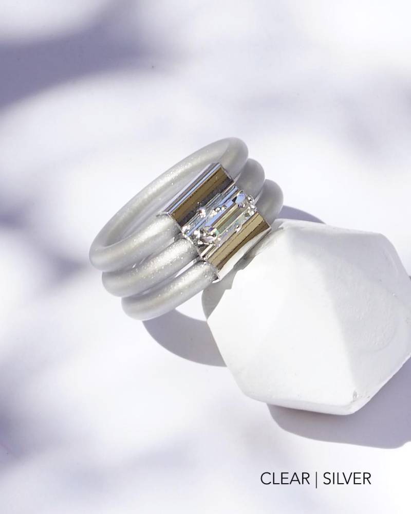 Fitness Gummiring, Silber Gummiring Band, Silikonringe, Silikonstein Ring, Frauen, Breiter Silikonring, Solitärring, Cocktailring von HelyDesigns