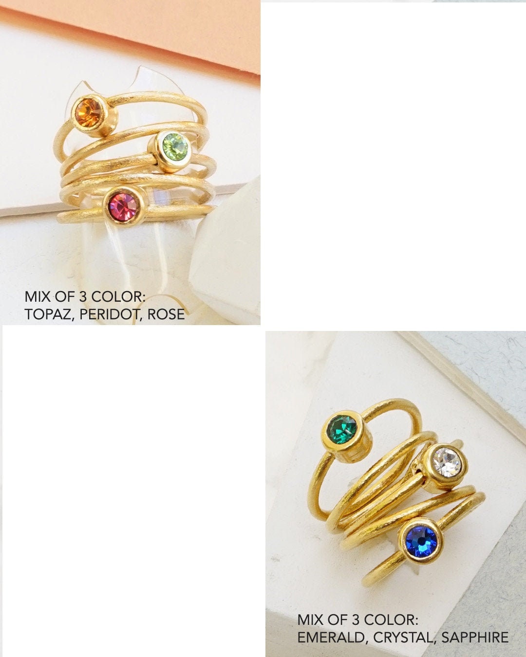 Kristall Birthstone Ring, Bunte Ringe Für Frauen, Stapelringe Set, Steinringe Stapelbar, Multi Band Ring Kristall Birthstone Ring, Bunte Ringe Für Frauen, Stapelringe Set, Steinringe Stapelbar, Multi Band Ring von HelyDesigns