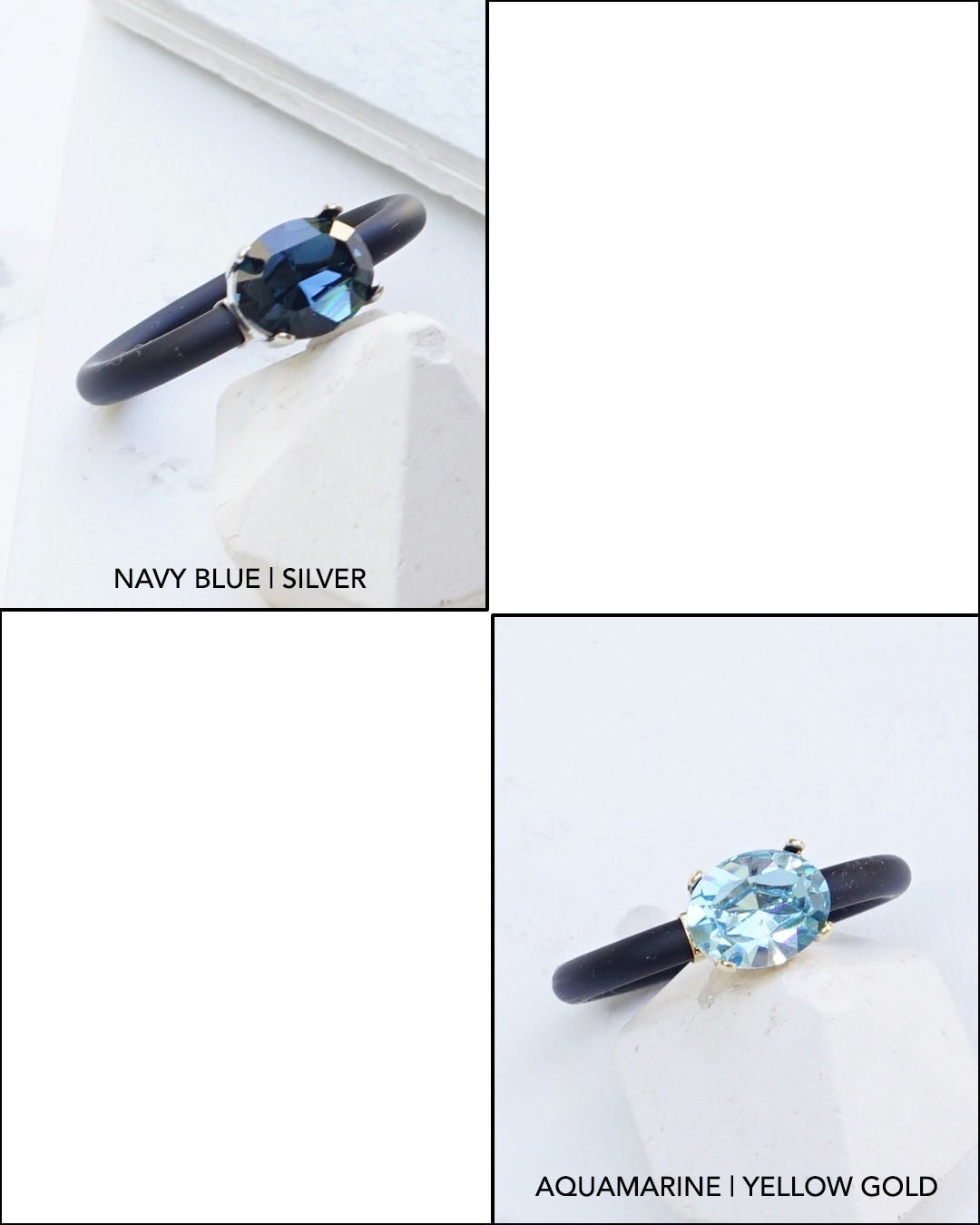 Silikon Ehering, Silikonringe Für Frauen, Kautschuk Ring Mit Stein, Blauer Steinring, Smaragdschliffringe von HelyDesigns