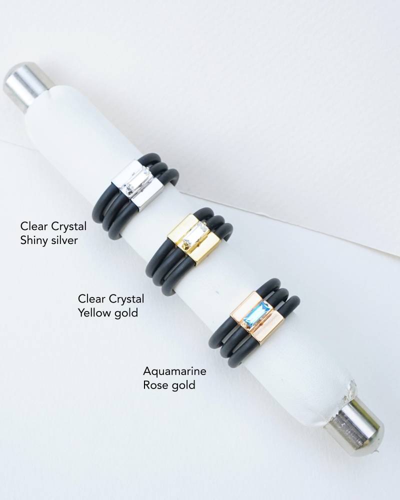 Silikonringe, Gummiringe, Silikonring Mit Stein, Gummiband, Breiter Ring, Baguettering Klar, Kristallring Für Frauen von HelyDesigns