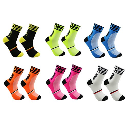 HemeraPhit Kompressions-Trainingssocken Outdoor Radfahren Fußball Laufen Damen Herren Sportsocken (6 Paar sortiert) von HemeraPhit