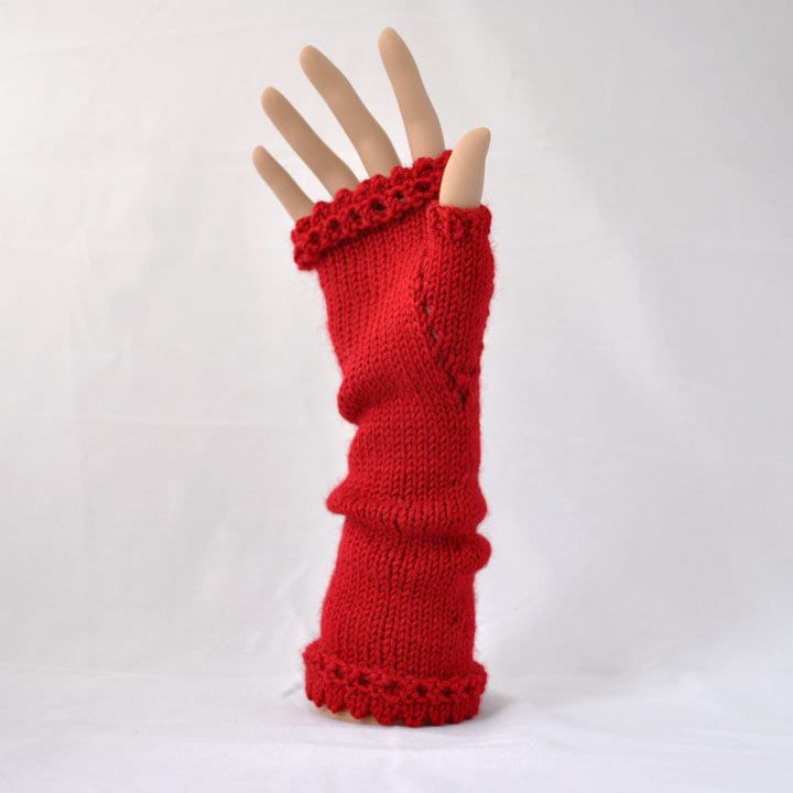 Handgestrickte Wollweiße Fingerlose Handschuhe Weiße Hochzeits-Armstulpen von Hemiao