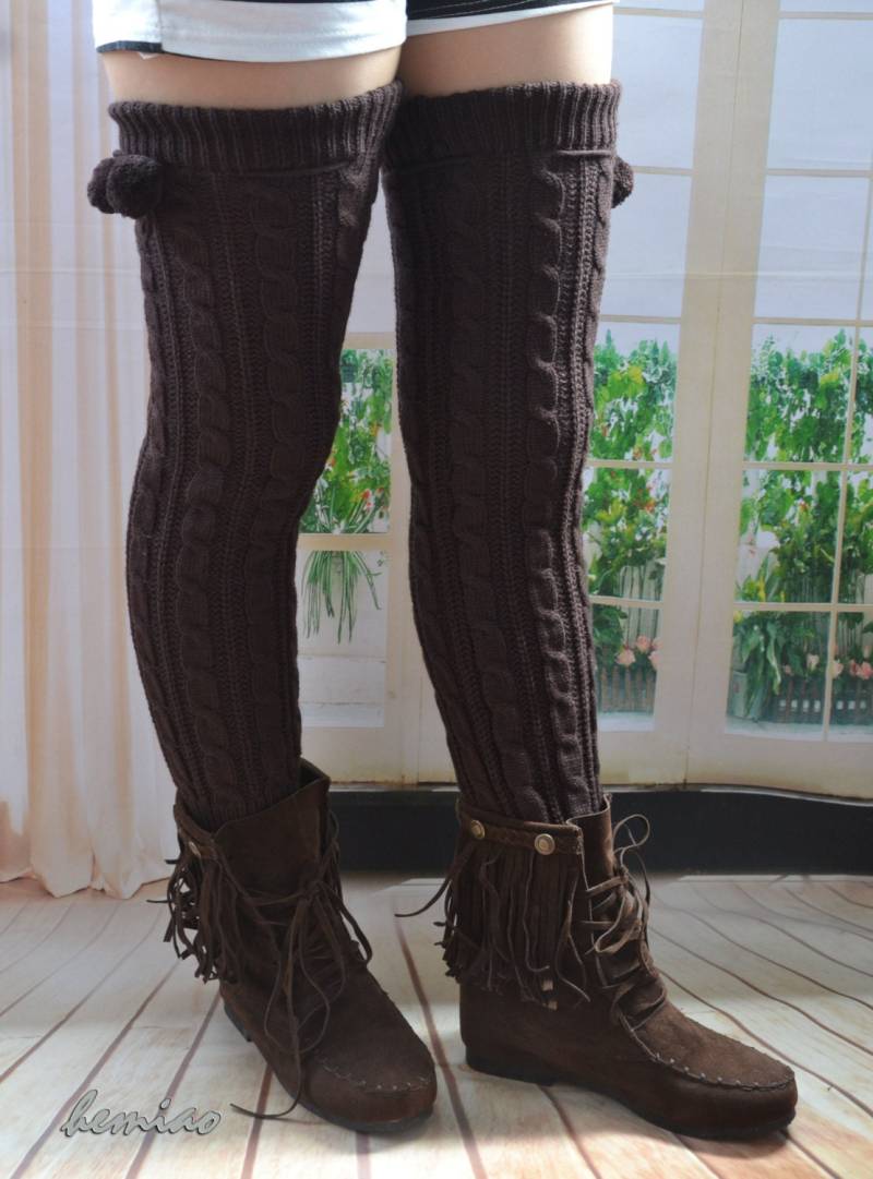 Stricken Sie Halterlose Socken Wollgemisch Stulpen, Stiefelsocken von Hemiao