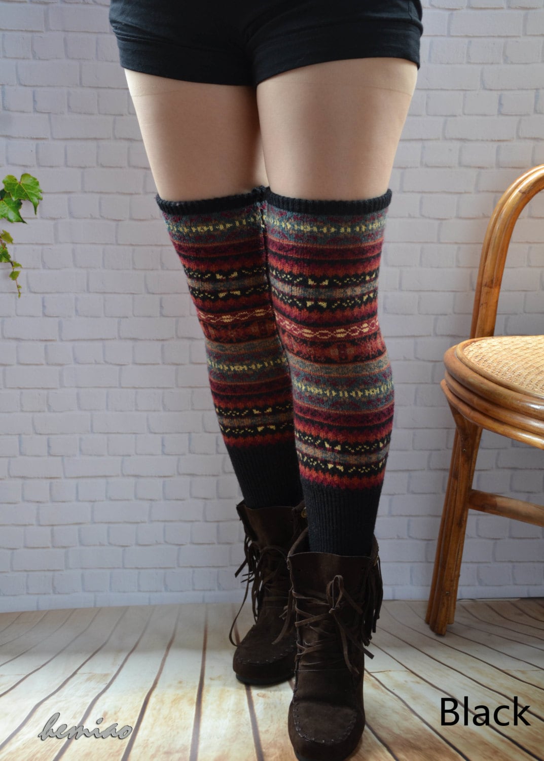 stricken Sie Oberschenkel Hohe Beinwärmer Overknee-Socken Aus Wollmischung von Hemiao