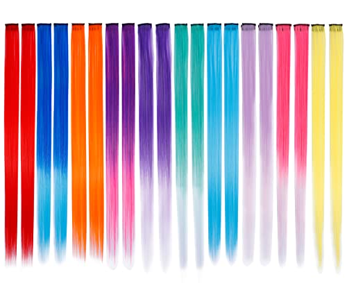 Hemiks 20 Stück Haarsträhnen zum Einklipsen, 22 Zoll Bunte Haarverlängerung Clip in Extensions Echthaar Hair Extensions für Frauen Mädchen Party Festival Cosplay (10 Farben) von Hemiks