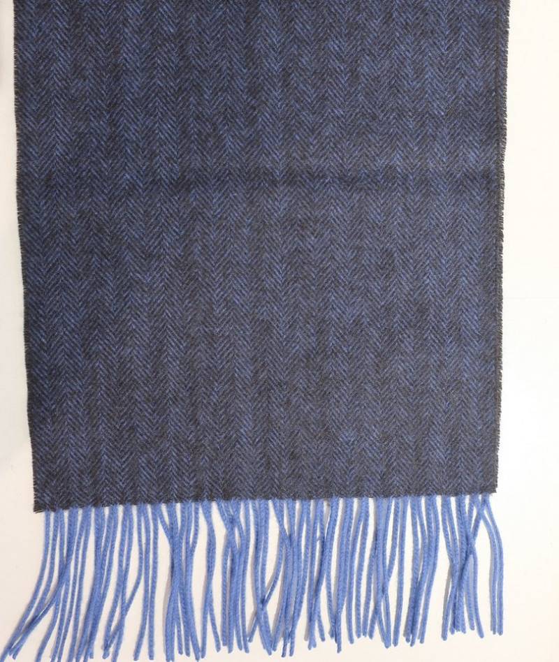Hemley Wollschal Hemley Herren Wollschal Fishgrat blau, mit modischen Fransen von Hemley