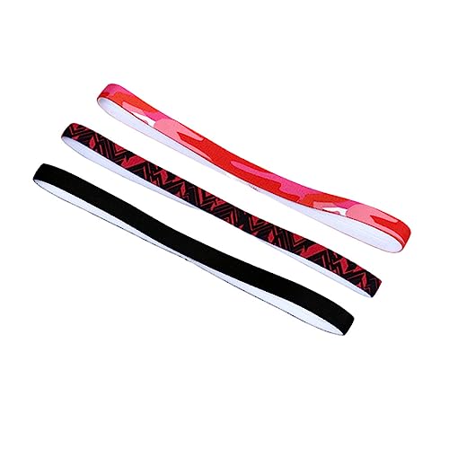 Hemobllo 3stücke Elastisches Sport-haarband Schweißabsorbierendes Stirnband Für Yoga Fitness Und Alltag Mit Kreativem Druckdesign Dunkelschwarzer Und Roter Streifen Sowie Camouflage-rot von Hemobllo