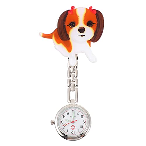 Hemobllo 1 Satz Taschenuhr Quarz Revers Uhr Hängende Medizinische Uhr Brustuhr des Arztes Hund Revers Uhr Welpe Betrachten Cartoon Hängende Uhr Anhänger Harter Kleber Tier von Hemobllo