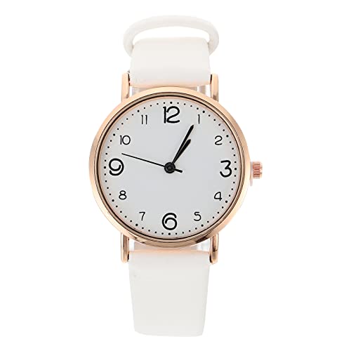 Hemobllo 1 STK Anschauen Uhr Mit Lederarmband Geschenk Für Männer Lederriemen Kumpel Achte Auf Mädchen Uhren Armbanduhr Geschenke Für Frauen Modeuhr Schwesterntisch Damen Quarz Weiß Runden von Hemobllo