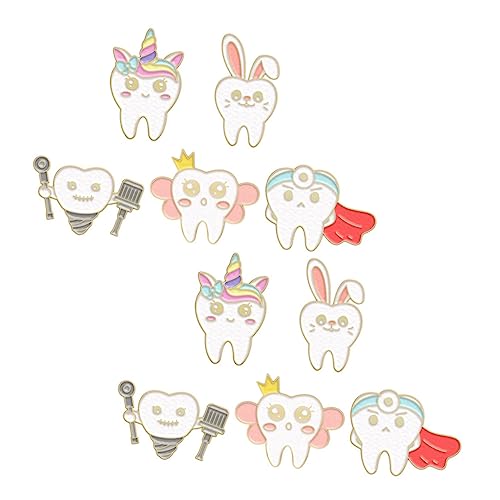 Hemobllo 10 Stück Teiliges Zahn Broschen Pin aus Langlebiger Niedliche Cartoon Zahn Form Anstecknadeln für Kleidung Rucksäcke Jacken Schals Dekorative und Langlebige Accessoires von Hemobllo