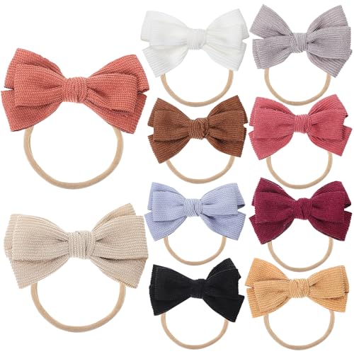 Hemobllo 10stücke Stirnbänder Für Mädchen Nylonmaterial Elastische Haarbänder Mit Schleifen Vielfarbige Babyschleifen Als Accessoires von Hemobllo
