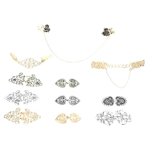 Hemobllo 11 Stück Teiliges Retro Strickjacken Clips mit Blumenmuster Metalllegierung Brooch Pins für Damen Vielseitige Schal und Cardigan Clips Robust und Einfach zu Befestigen von Hemobllo
