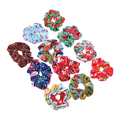 Hemobllo 11 Stück Teiliges Weihnachts Haargummi Damen Flanell Haarschleifen Elastisch Haarknoten Halter für Pferdeschwanz und Dutt mit Weichem Festhaltend für Party und Alltag von Hemobllo