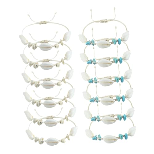 Hemobllo 12 Stück Teiliges Boho Muschel Armband Damen Verstellbare Handgeflochtene Strand Fußkette Vielseitiges Schmuckaccessoire für Sommerurlaub und Strandliebhaber von Hemobllo
