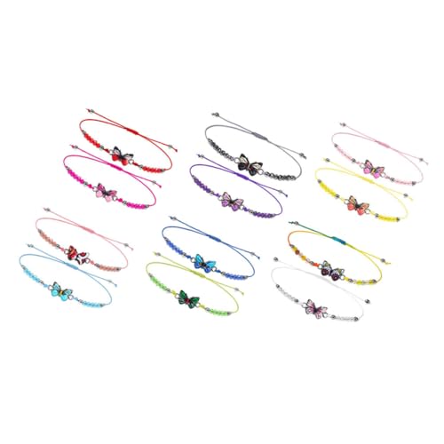 Hemobllo 12 Stück Teiliges Freundschaftsarmband mit Schmetterlings Verstellbare Kordel Bunte Kristallperlen Geflochten Fördert Bindung und Spielerischen Schmuckspaß von Hemobllo