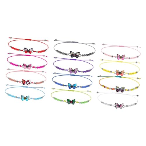 Hemobllo 12 Stück Teiliges Freundschaftsarmband mit Schmetterlingsanhängern Bunte Perlen Verstellbares Geflochtenes Armband für Mädchen zur Freundschaftspflege von Hemobllo