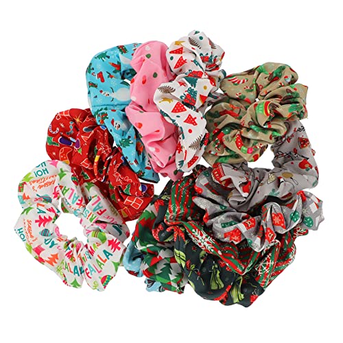 Hemobllo 12 Stück Teiliges Weihnachts Haargummi für Damen und Mädchen Elastische Haarring mit Modischem Druck Farbintensiv und Langlebig als Haarschmuck für Festliche Anlässe von Hemobllo