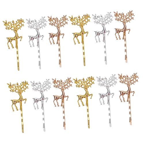 Hemobllo 12 Stück Teiliges Weihnachts Haarschmuck Metall Haarklammern Rentier Design Glänzend Silber Goldfarben Festhaltend für Festliche Mädchen und Weihnachtsfeiern von Hemobllo