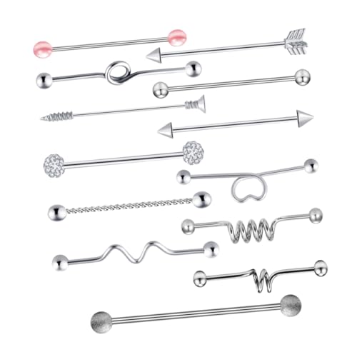 Hemobllo 13 Stück Teiliges Piercing Schmuck aus mit Strass Barbell Puncture Buckle Langlebig Rostfrei Vielseitig für Bauchnabel Ohr und Körper Industrielle Stab Designs für Damen und von Hemobllo