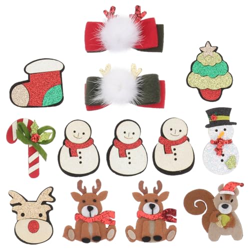 Hemobllo 13 Stück Teiliges Weihnachts Haarclip für DIY Handwerk Bunte Muster Feines Material Langlebig und Komfortabel für Haarspangen Haarbänder und Festliche Kinderdekorationen von Hemobllo