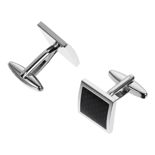 Hemobllo 1Paar Quadratische Manschettenknöpfe im Französischen Silberfarbene Herren Cufflinks Klassisches Design für Hochzeiten Festliche Anlässe von Hemobllo