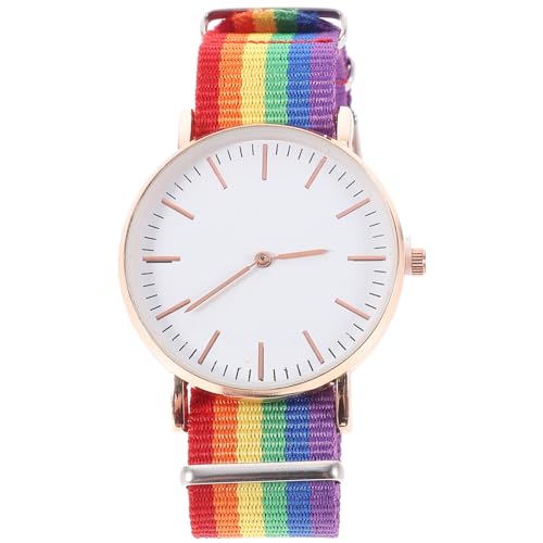 Hemobllo 1Pc Armbanduhr Regenbogen Entworfene Uhr Quarz Zarte Mode Armbanddekoration für Zuhause Frauen Männer (Roségold) von Hemobllo