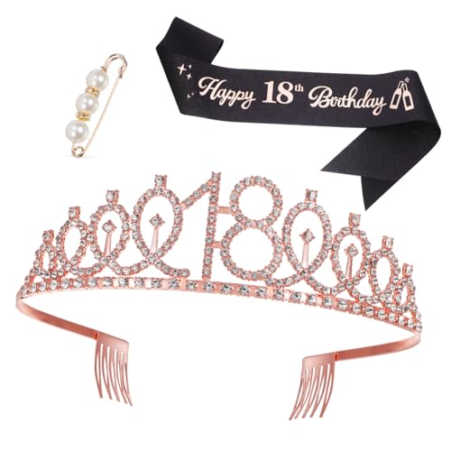 Hemobllo 1Satz Geburtstagskrone und Schärpe für Funkelnde Tiara mit Strasssteinen und Perlennadel Zubehör für Geburtstagsfeiern und Feierlichkeiten von Hemobllo