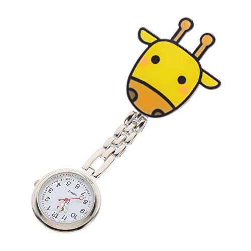Hemobllo 1stück Cartoon Fob Watch Für Pflegekräfte Langlebige Ansteckuhr Im Giraffen-Design Für Berufe Und Studenten Präzise Quartz-Uhr Mit Clip von Hemobllo