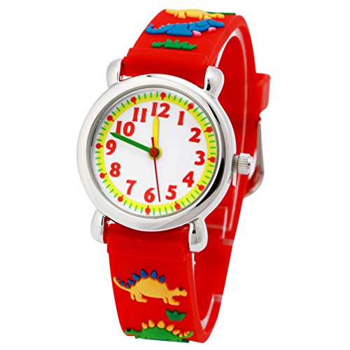 Hemobllo 1stück Cartoon Dinosaurier Armbanduhr Für Junge Mädchen wasserdichte Silikon Quarz Uhr Rot Kreative Schüleruhr Mit Präziser Zeitmessung Und Einzigartigem Design von Hemobllo