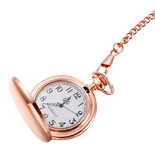 Hemobllo 1stück Retro Taschenuhr Für Herren Zweiflächen-Design Klassisches Quarzwerk Gold Elegante Uhr Mit Kette Vintage-Stil Für Mode Für Familie Und Freunde von Hemobllo