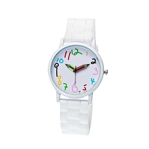 Hemobllo 1stk Schreiblernbleistift Uhr Weiß Quarz Hülse Kind von Hemobllo