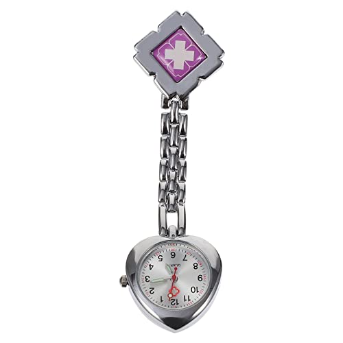 Hemobllo 1stk Taschenuhr Sanitäter Clip Auf Der Arztuhr Digitaluhr Für Frauen Schwesternuhren Für Damen Broschen Für Frauen Aluminiumgehäuse Legierung Violett von Hemobllo