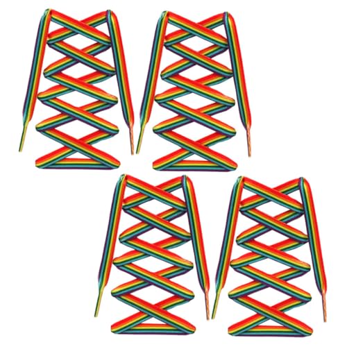 Hemobllo 2 Paare Regenbogen Schnürsenkel Robuste Sportschnürsenkel aus Polyester Flach Langlebig Passend für Sneaker High Tops Damen Herren Bunte Schuhbänder von Hemobllo