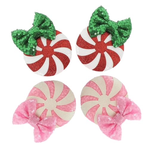 Hemobllo 2 Paare Weihnachts Haarklammern mit Glitzernden Pailletten Schleifen Festhaltende Haarspangen für Mädchen Festliche Haar Accessoires für Weihnachten und Party Dekoration von Hemobllo