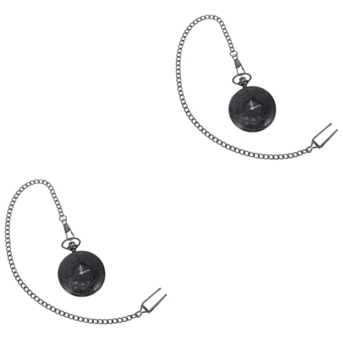Hemobllo 2stücke Taschenuhr Retro Mit Dual-Display Römischen Und Arabischen Ziffern Steampunk-Design Schwarze Ziffern Langlebige Kette Vintage Stil Für Herren Und Damen Perfektes Zur von Hemobllo