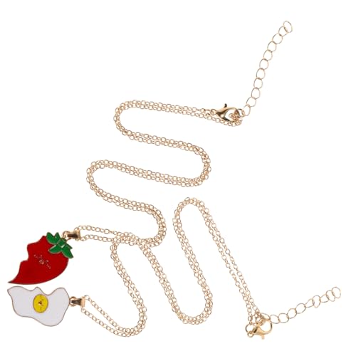 Hemobllo 2 STÜCK Teiliges Freundschaftsketten mit Herz Anhänger aus Legierung Emaillierte Pulloverkette mit Erdbeer Ei Design Passende Ketten für Valentinstag Schmuckstücke für Damen Hemobllo 2 STÜCK Teiliges Freundschaftsketten mit Herz Anhänger aus Legierung Emaillierte Pulloverkette mit Erdbeer Ei Design Passende Ketten für Valentinstag Schmuckstücke für Damen von Hemobllo