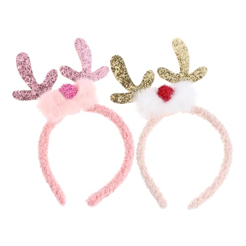 Hemobllo 2 STÜCK Weihnachtliches Rentier Geweih Haarreifen Leichtes Hochwertiges Haarschmuck für Mädchen Festliche Antler Stirnbänder in Gold für Weihnachts und Party Accessoires von Hemobllo