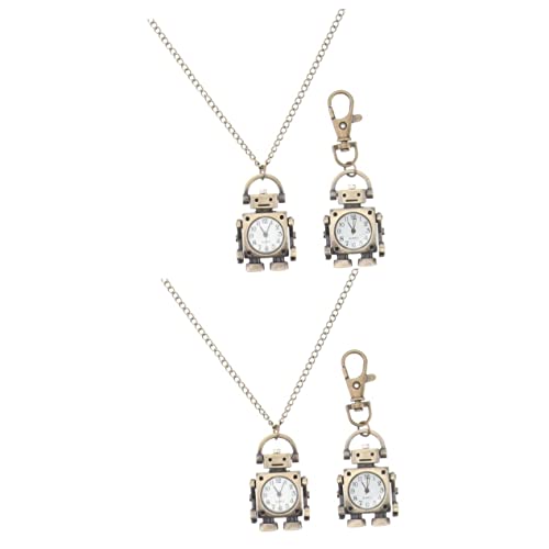 Hemobllo 2 Sets Stilvolle Vintage Schlüsselanhänger Uhr Einzigartige Roboter Form Taschenuhr Schlüsselanhänger Set Für Mode von Hemobllo